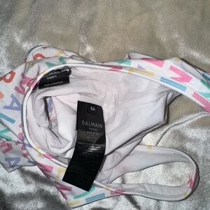 Balmain White Multicolor Logo swim
